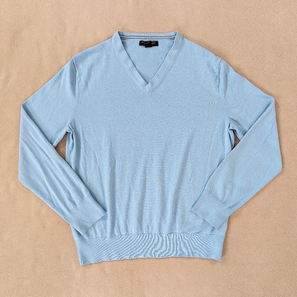 Banana Republic Other - BANANA Republic Sweater Men's Large Light Blue V Neck Silk Cashmere Blend